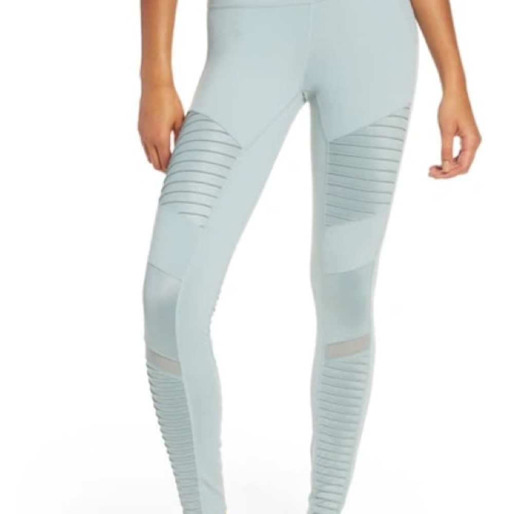 Women's alo moto Light Blue Leggings laurel